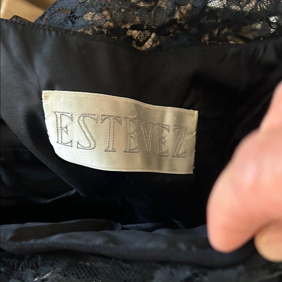 Vintage Estévez Black Floral Lace Sheer Neck Cocktail Dress – Size S - Picture 7 of 8